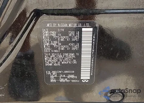 2018 Infiniti Qx80 z USA, uszkodzony, nr VIN JN8AZ2NF1J9663338